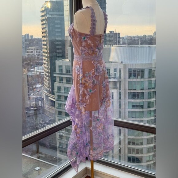 🆕 BRONX & BANCO 🧿 NWOT Eva Embroidered High-Low Midi Dress, Purple Sz M US 6 - Picture 7 of 16